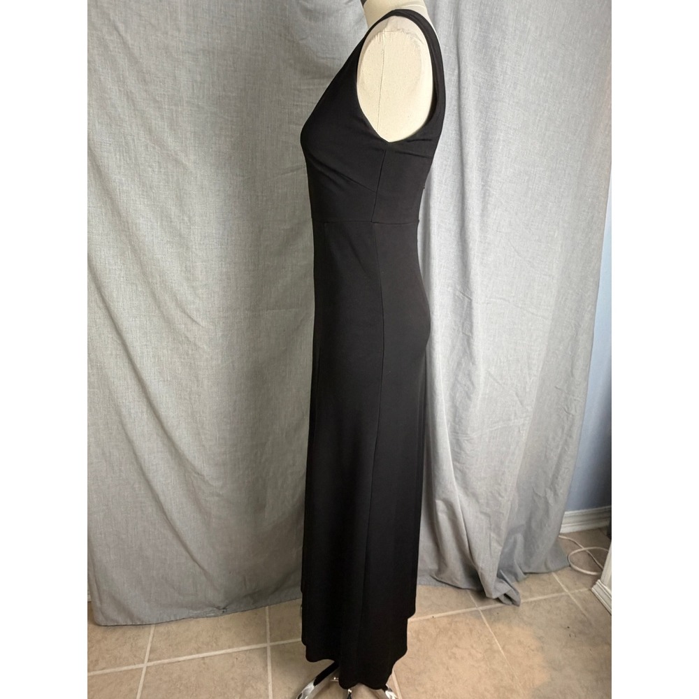 Birdy Grey Black V Neck Sleeveless Maxi Dress Side Slit Formal Evening M - Picture 9 of 11